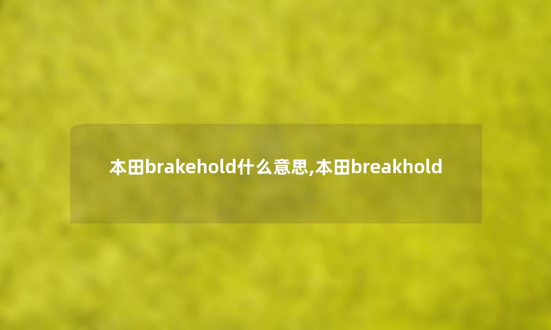 本田brakehold什么意思,本田breakhold