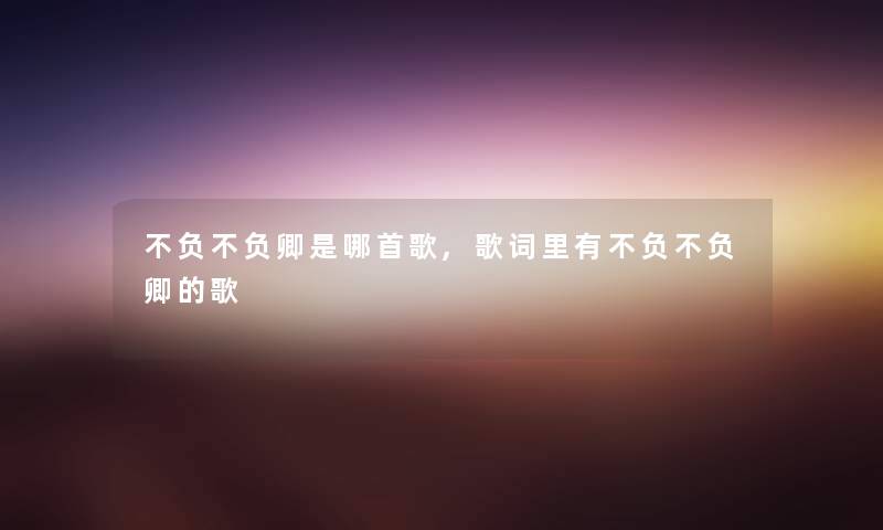 不负不负卿是哪首歌,歌词里有不负不负卿的歌