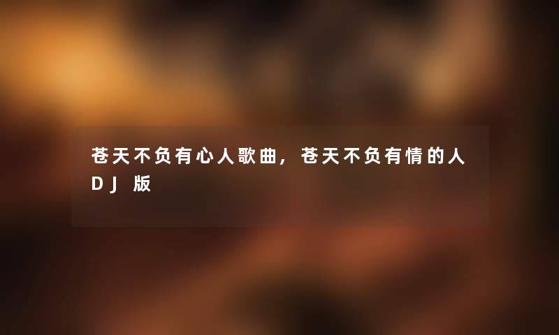 苍天不负有心人歌曲,苍天不负有情的人DJ版