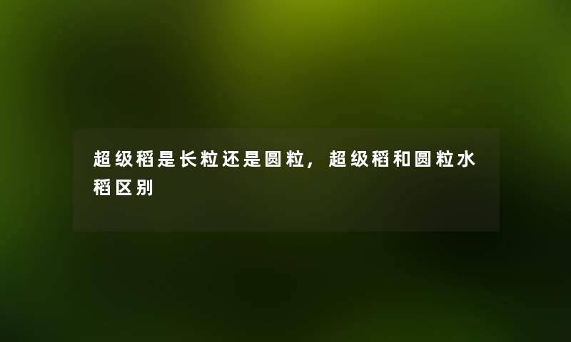 超级稻是长粒还是圆粒,超级稻和圆粒水稻区别